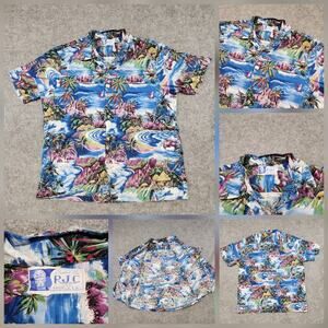 VTG RJC LTD‎ Mens L Large? Hawaiian Aloha Beach Tropical Button Up T Shirt